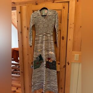 Multicolor Knit Long Sleeve Dress